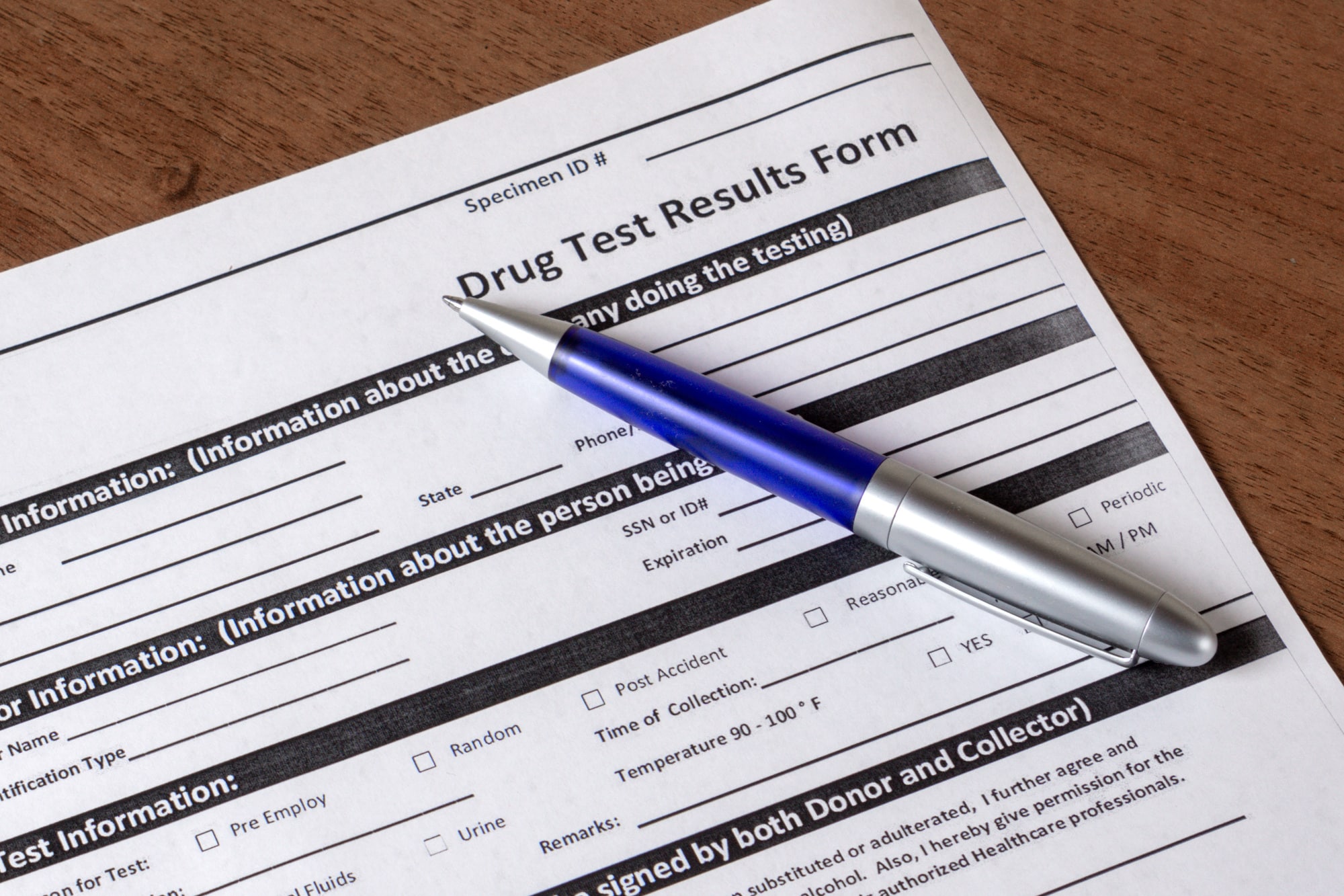 Drug Testing form