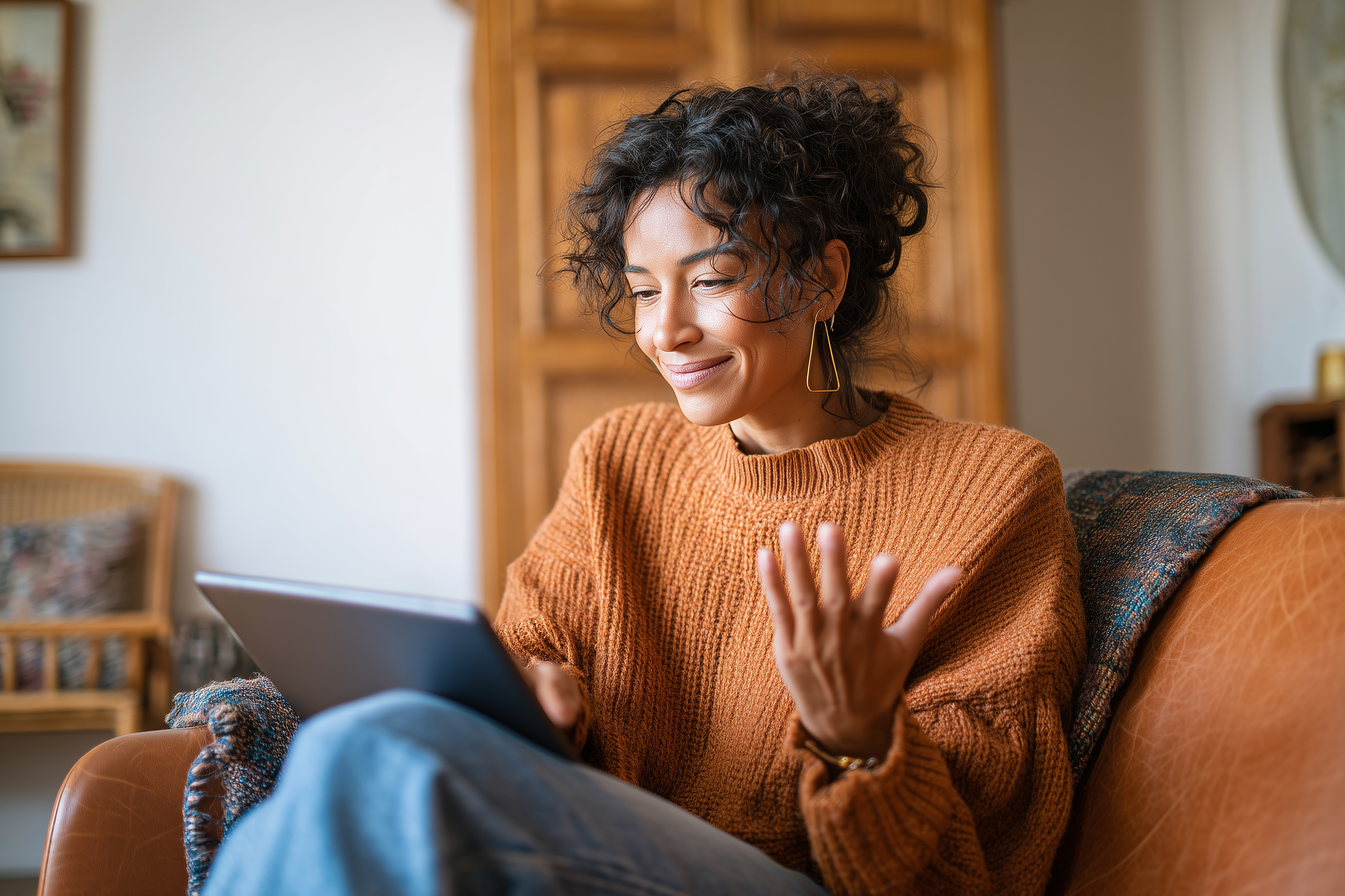 Woman in online therapy