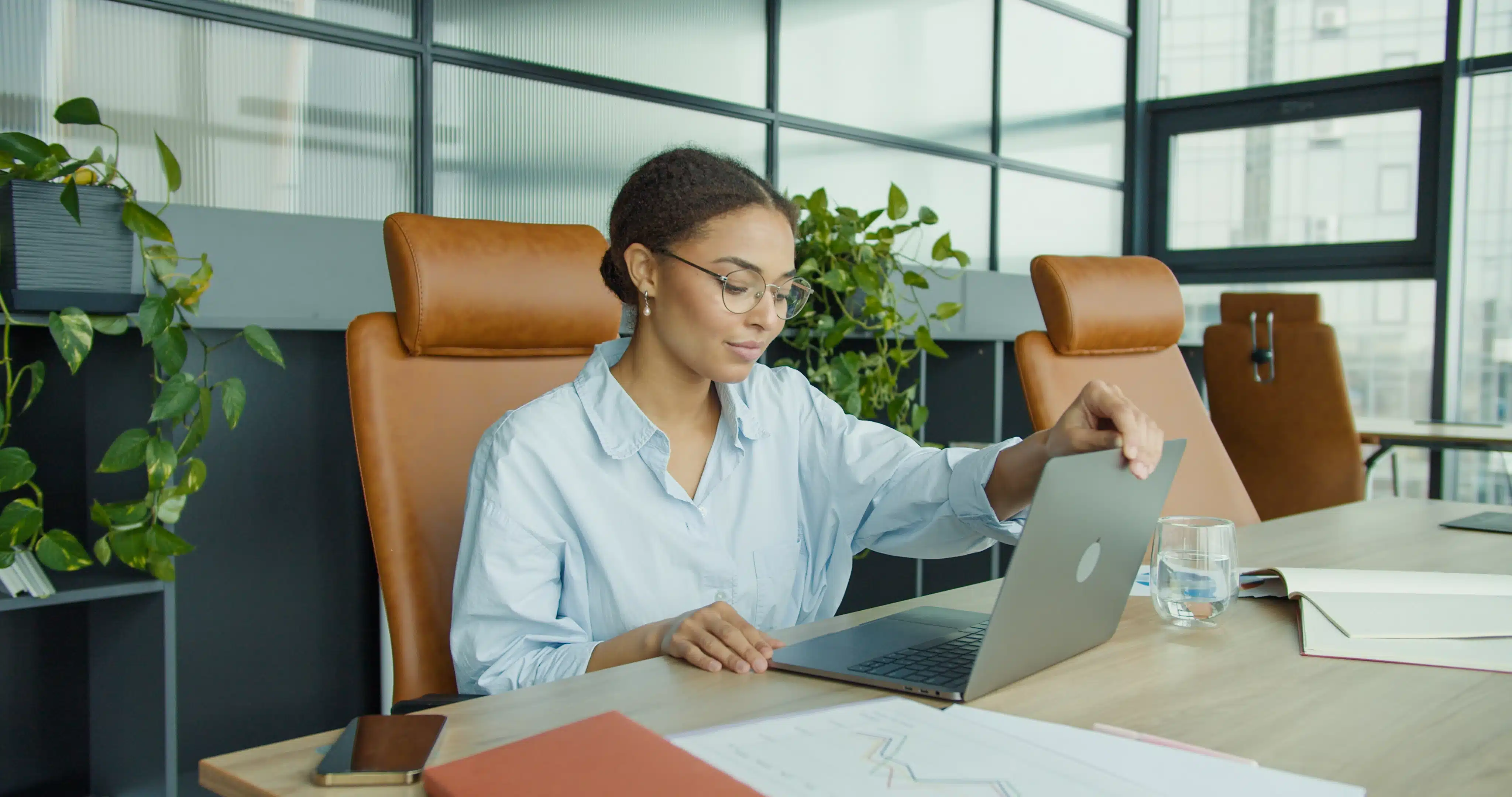 Professional in a calm workspace during a workday