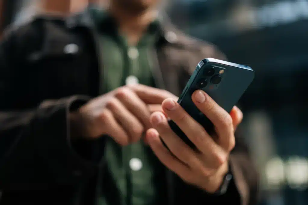 Person having a phone conversation at home