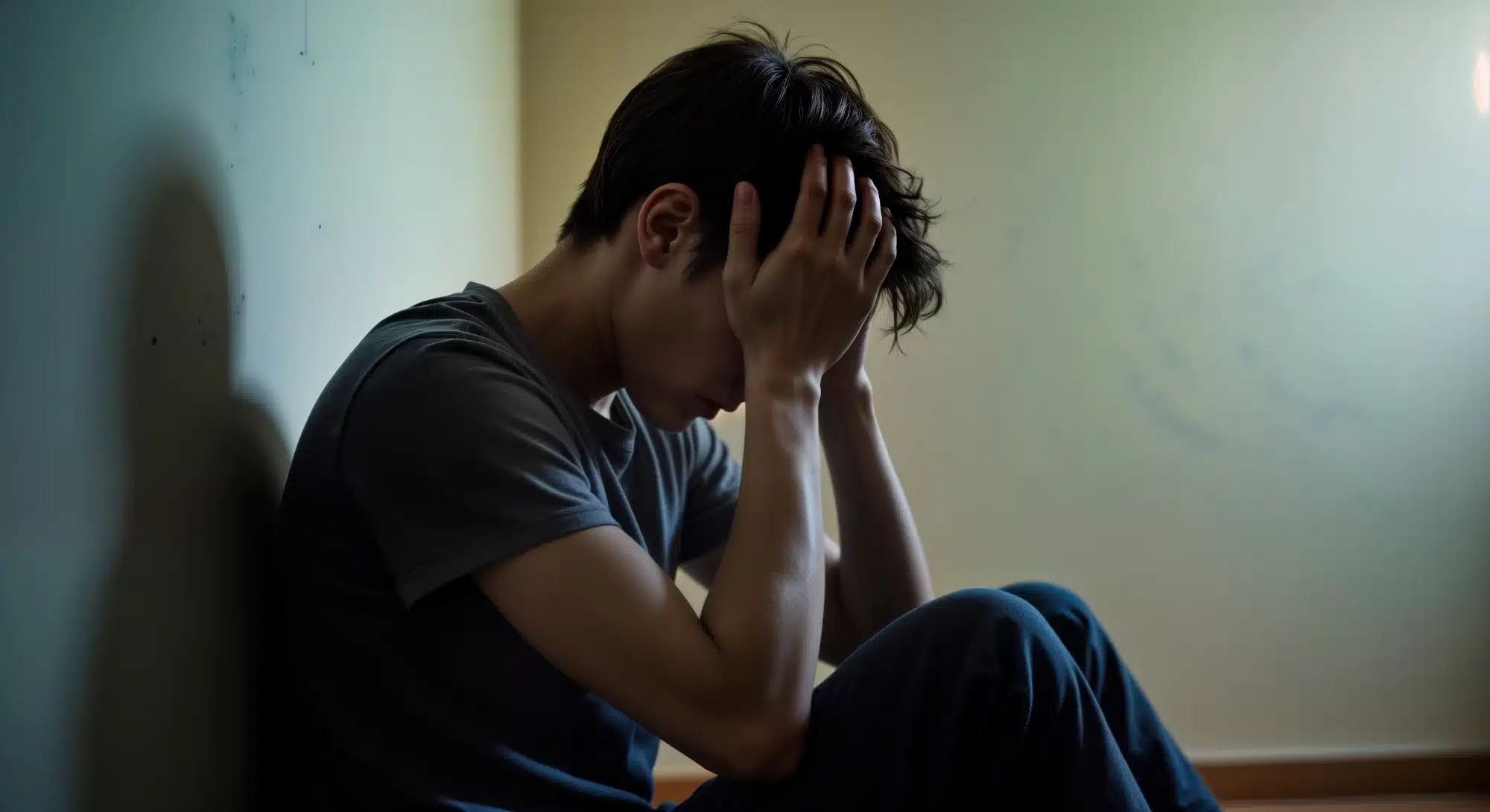 Person experiencing alcohol withdrawal symptoms during at-home detox.