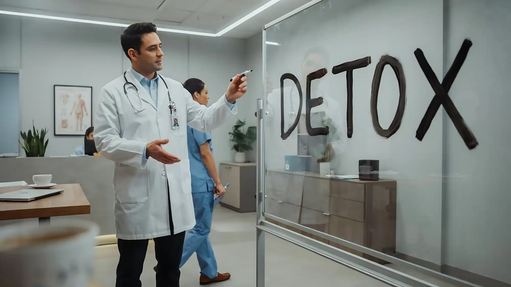 Patient receiving medical support while detoxing from alcohol.